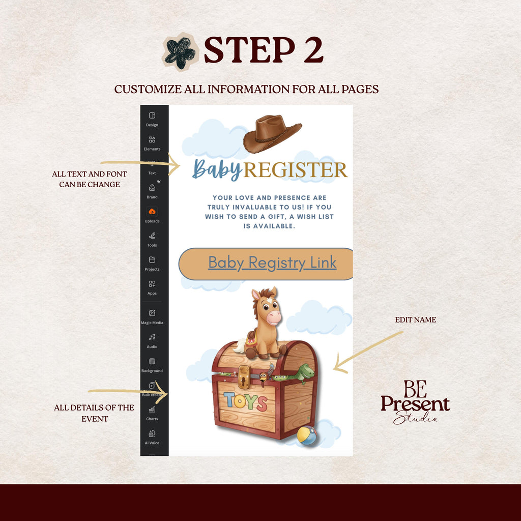 It's A Boy Story Baby Shower Website Invitation  Editable Canva Baby Shower Website Template Digital Invite with Music