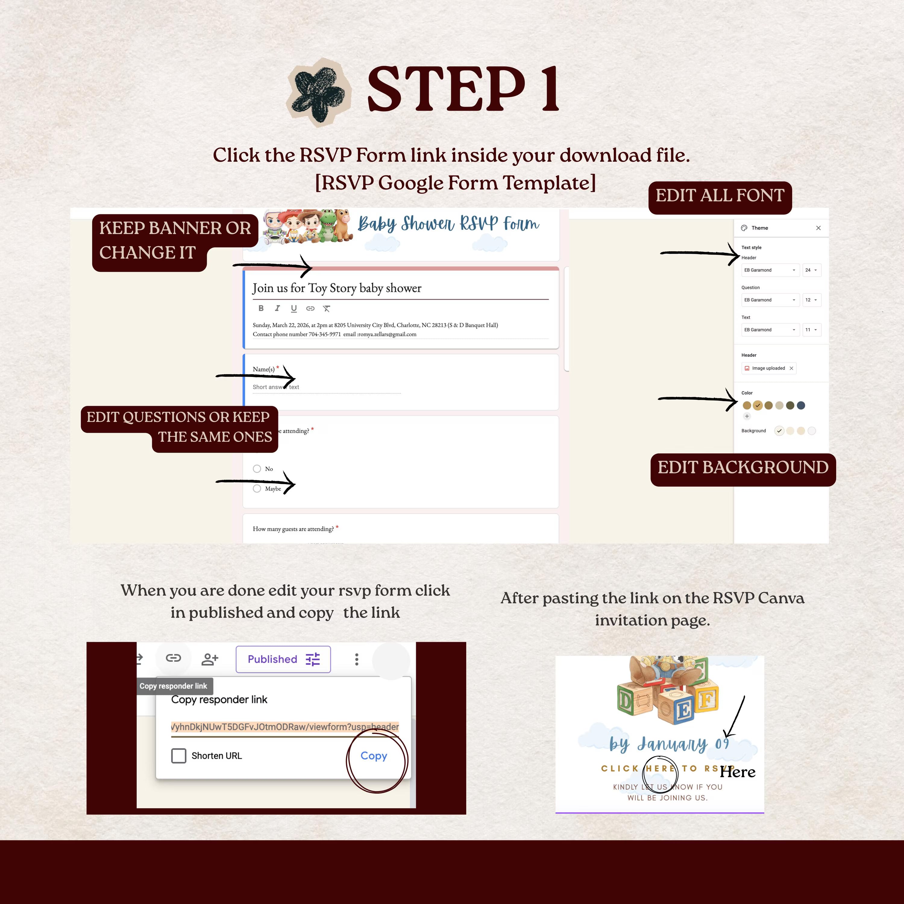 It's A Boy Story Baby Shower Website Invitation  Editable Canva Baby Shower Website Template Digital Invite with Music