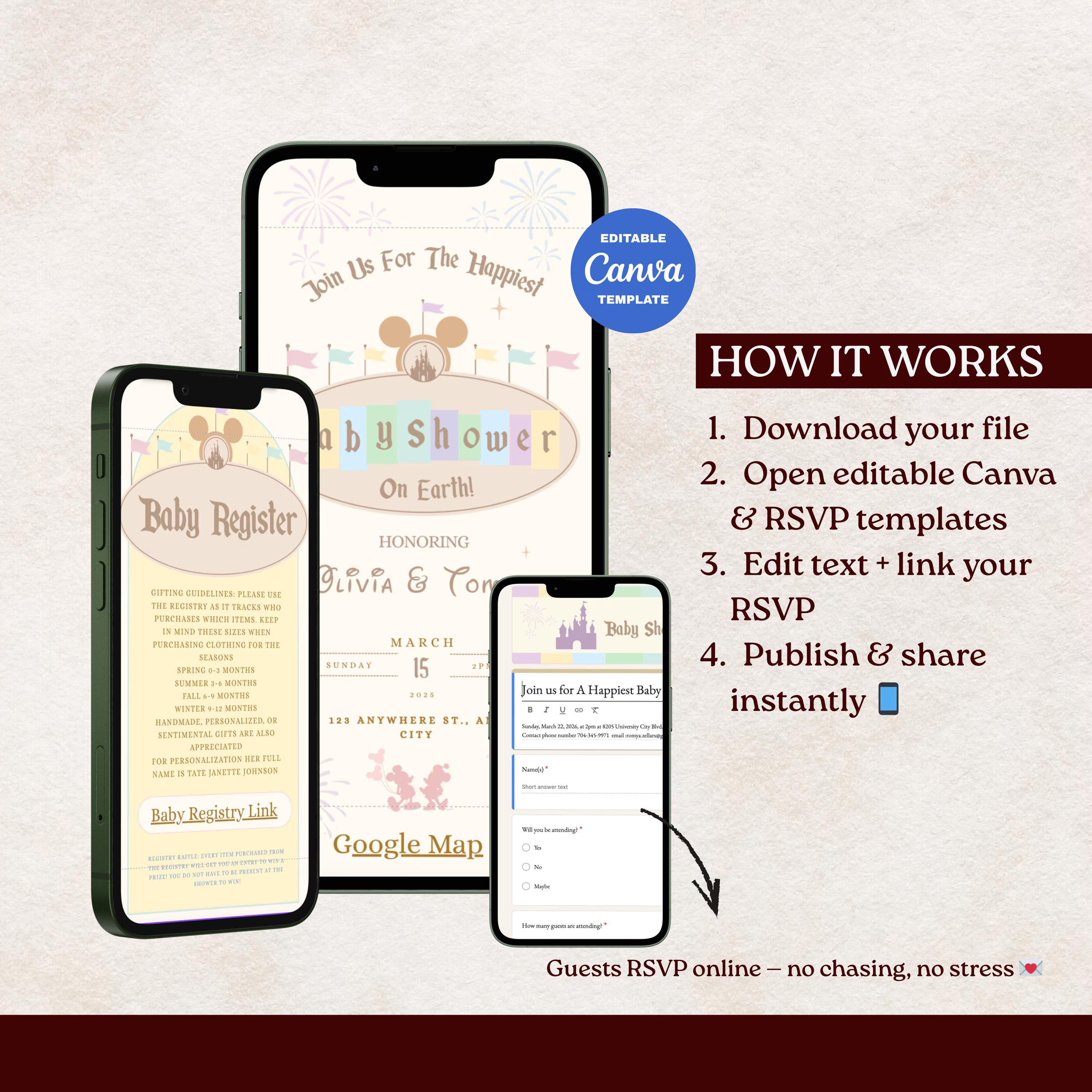 babyland Baby Shower Website Invitation | Happiest Baby Shower On Earth | Mini Baby Shower Canva Website Template with Music