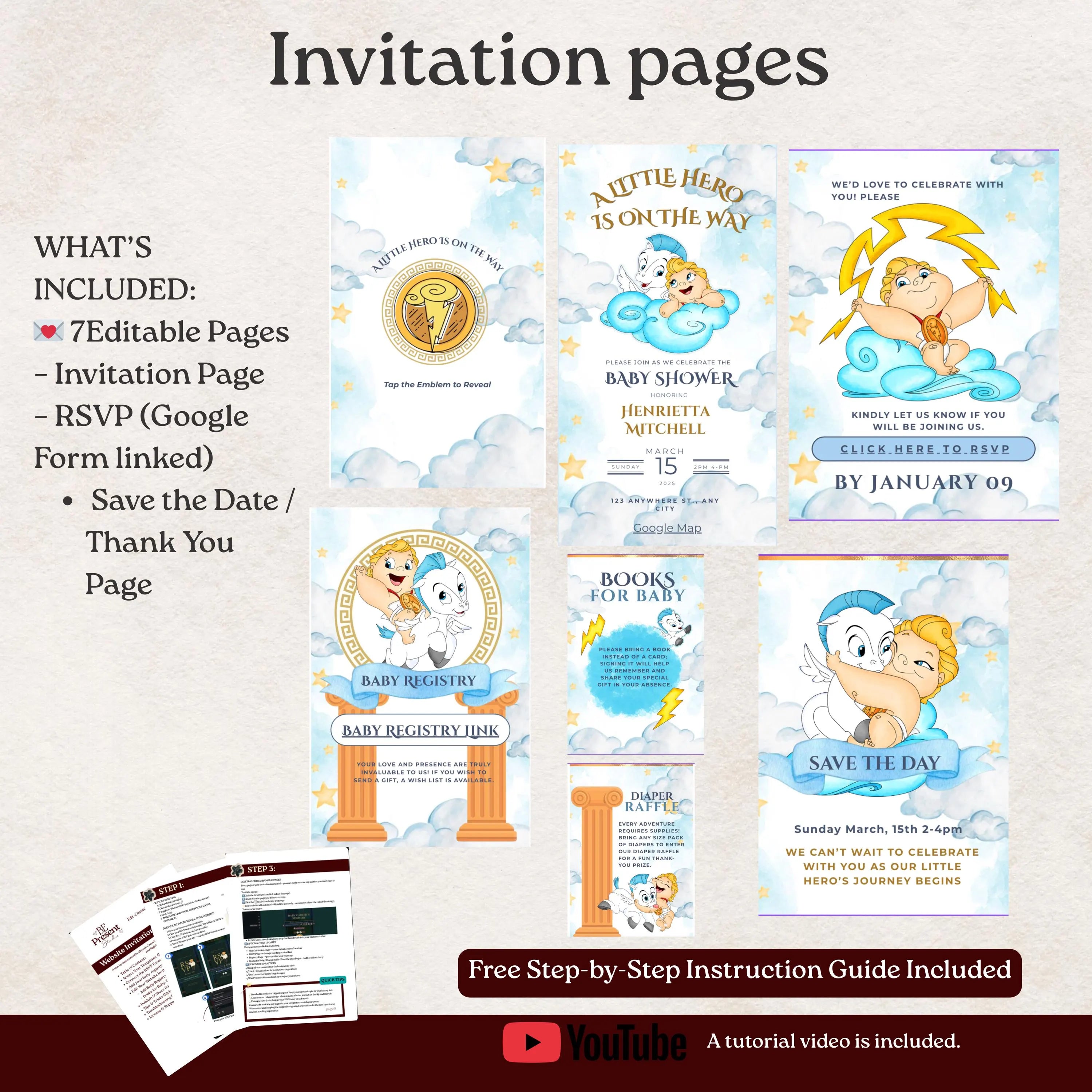 Baby Hercules Baby Shower Website Template with RSVP  Editable Canva  A Little Hero on the Way