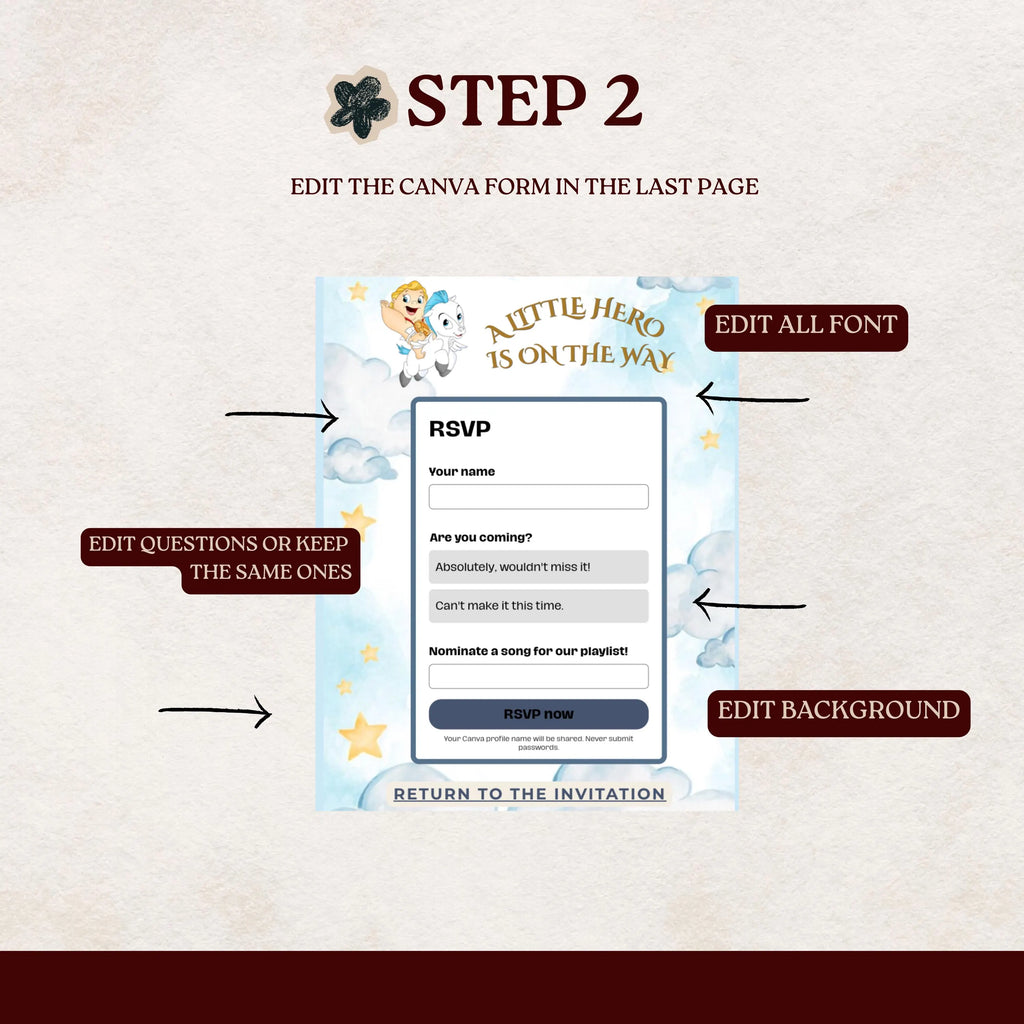 Baby Hercules Baby Shower Website Template with RSVP  Editable Canva  A Little Hero on the Way
