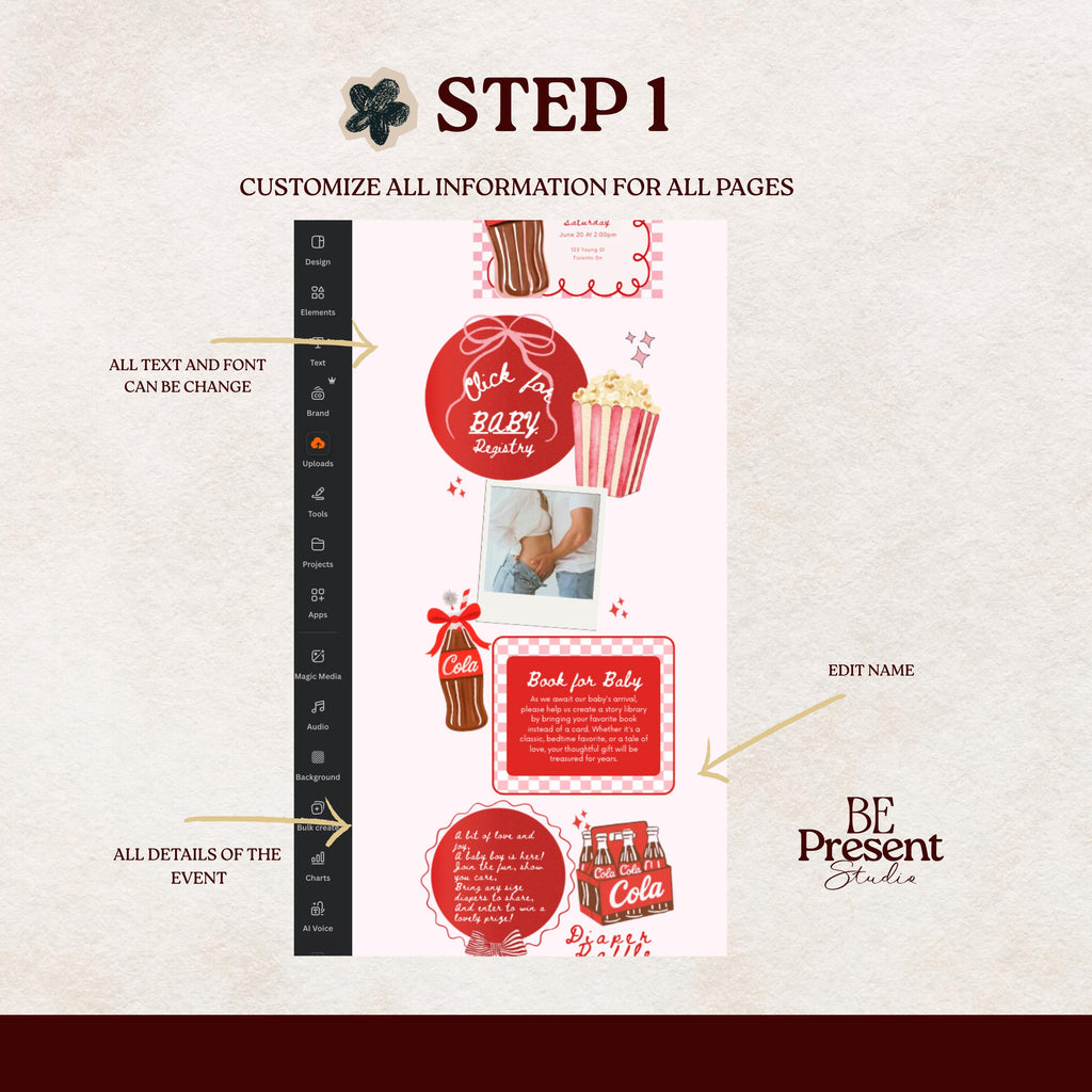 Ready to Pop Baby Shower Website Invitation: Editable Canva Template