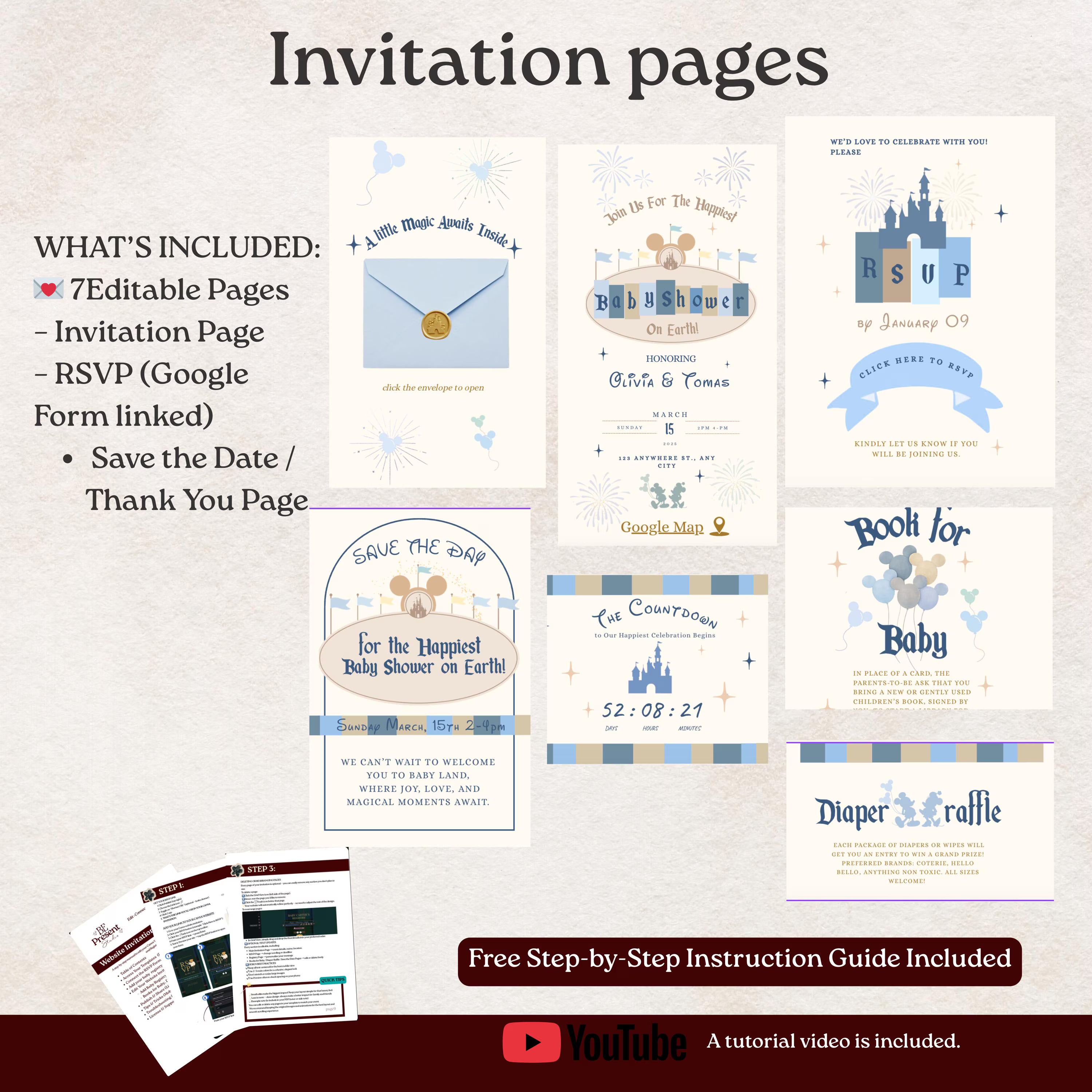 babyland Baby Shower Website Invitation its a boy  Happiest Baby Shower On Earth | Mini Baby Shower Canva Website Template with Music