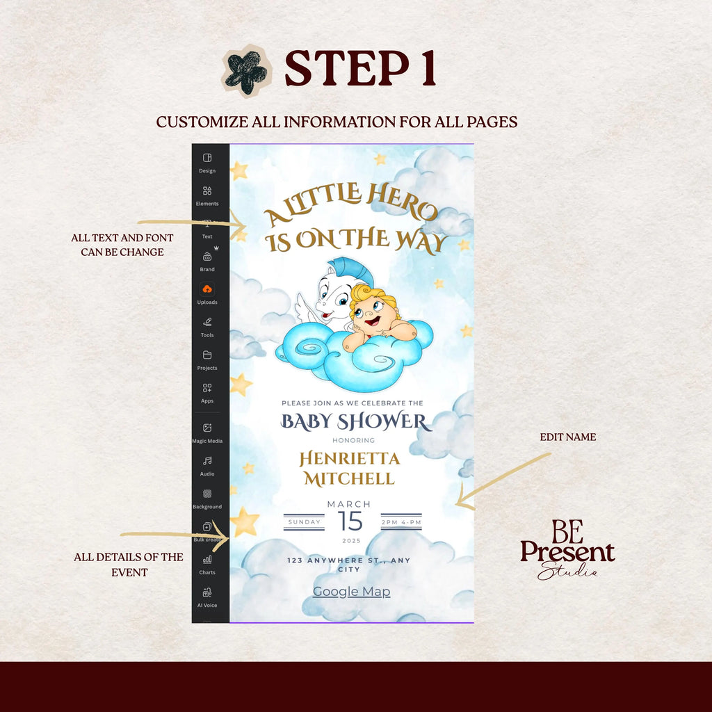 Baby Hercules Baby Shower Website Template with RSVP  Editable Canva  A Little Hero on the Way
