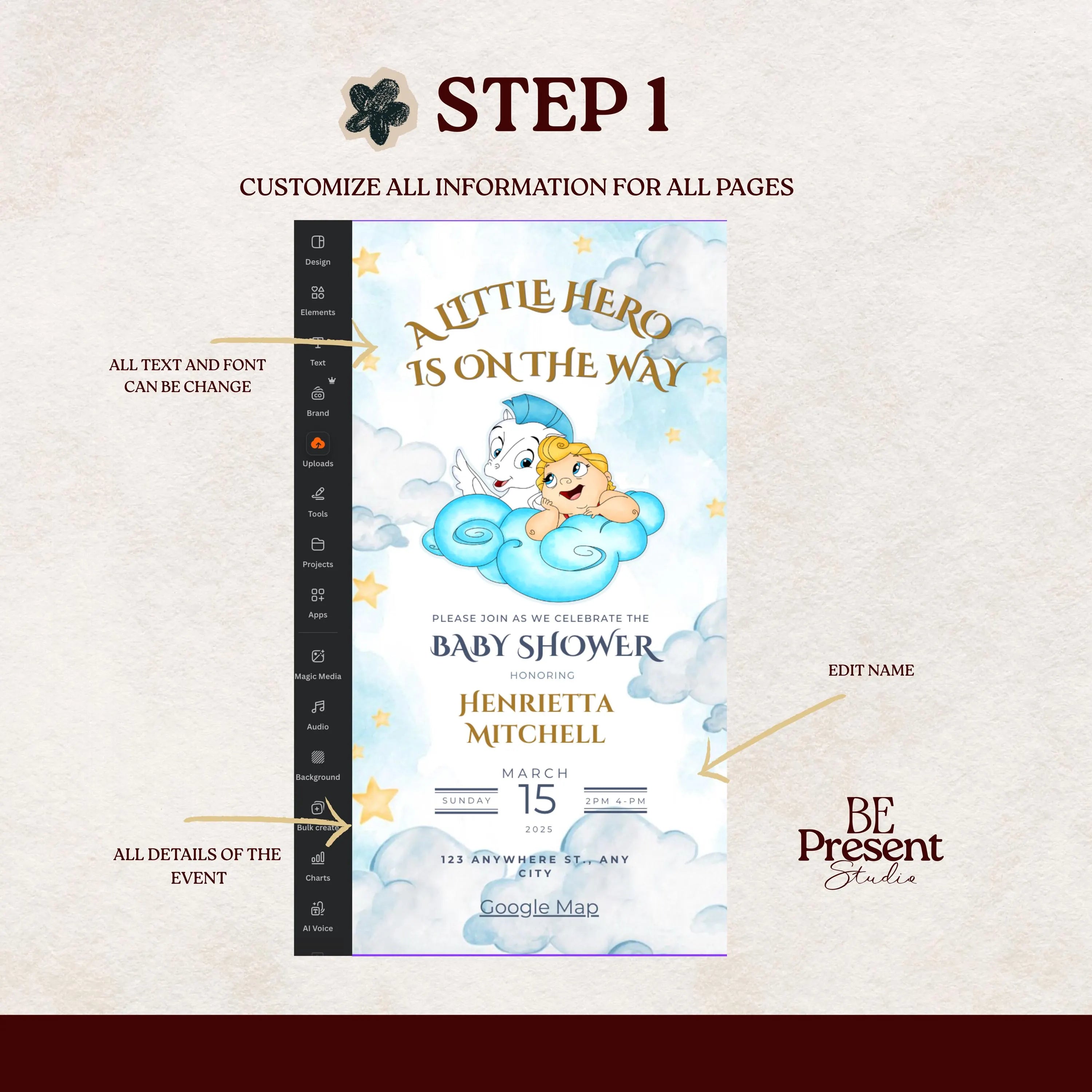 Baby Hercules Baby Shower Website Template with RSVP  Editable Canva  A Little Hero on the Way