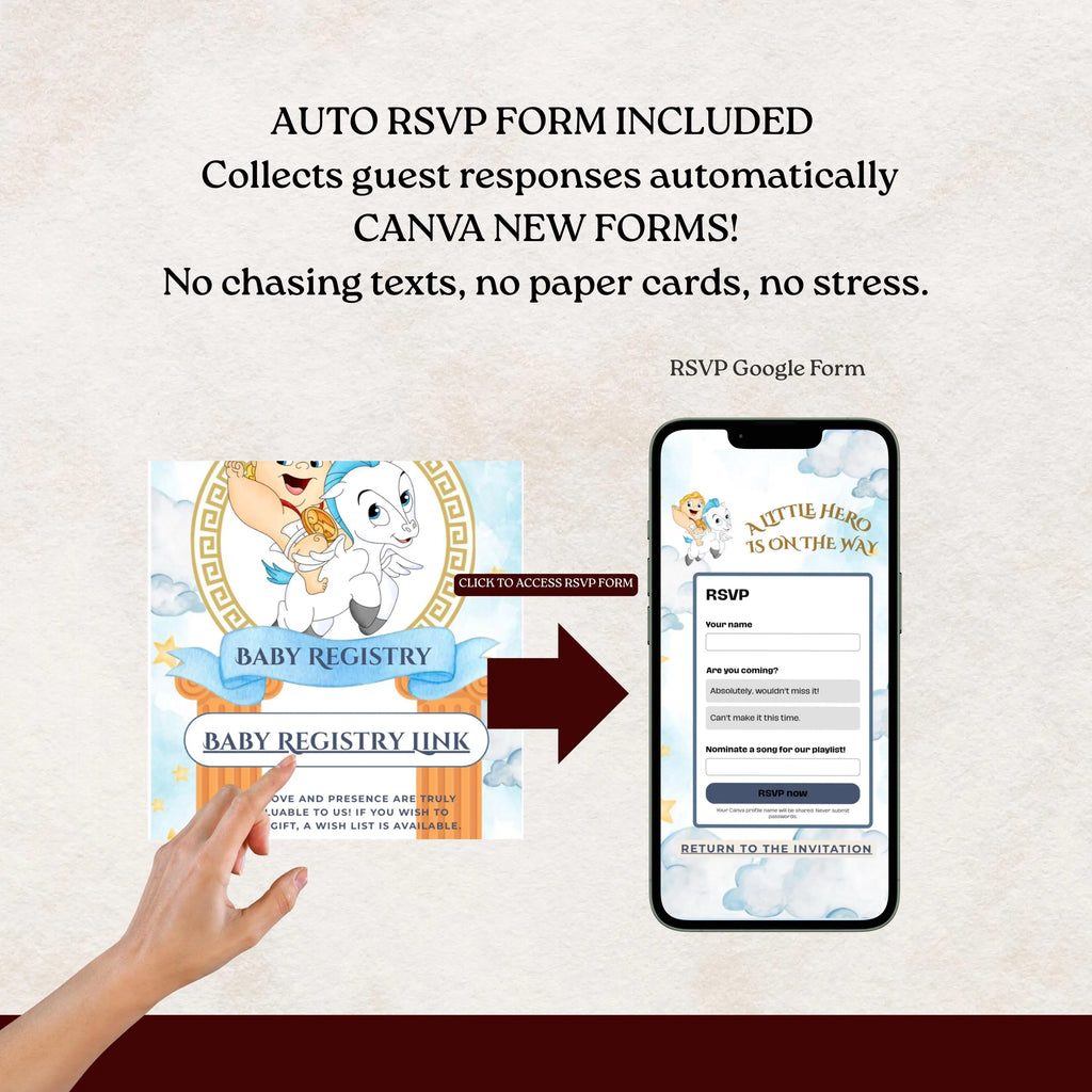 Baby Hercules Baby Shower Website Template with RSVP  Editable Canva  A Little Hero on the Way