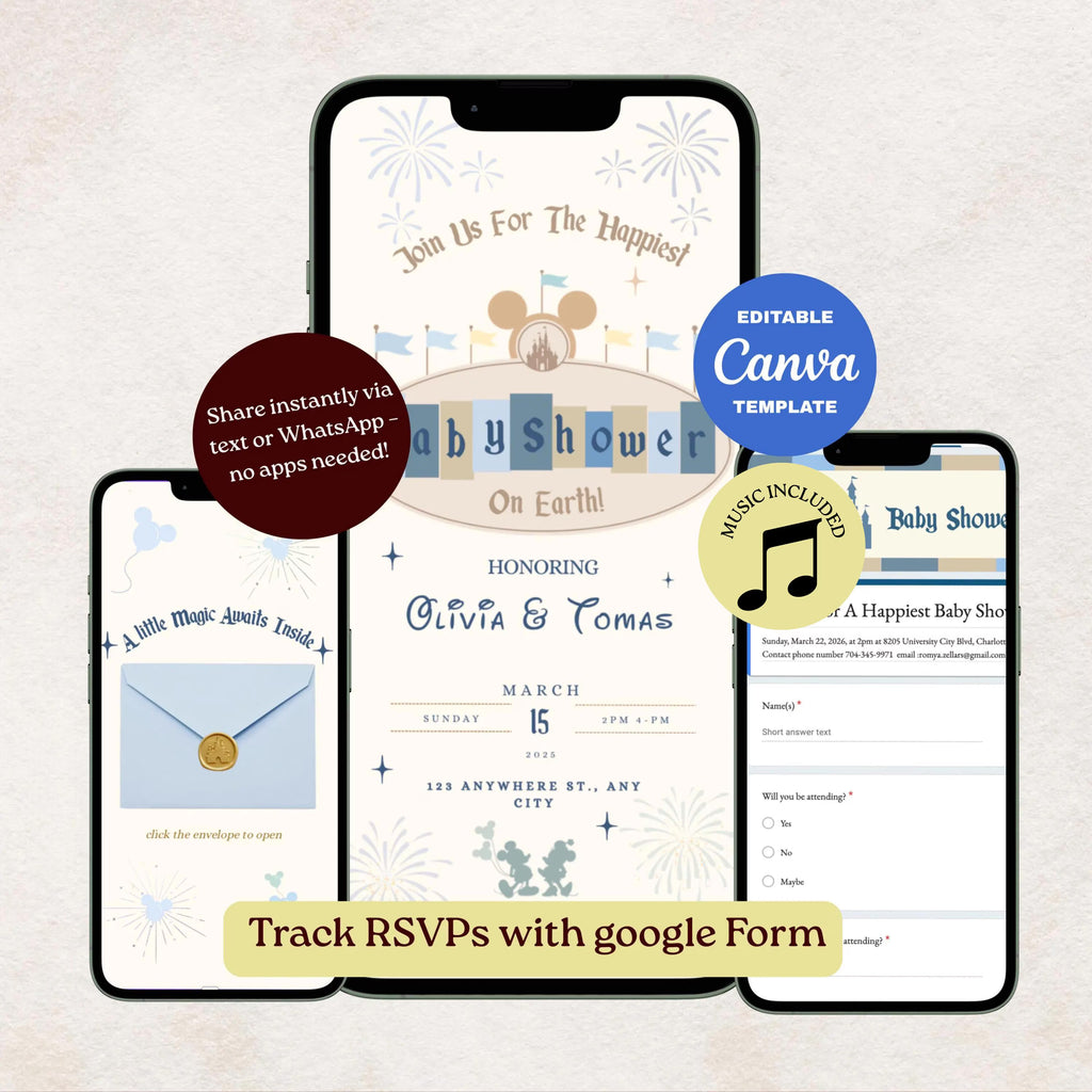 babyland Baby Shower Website Invitation its a boy  Happiest Baby Shower On Earth | Mini Baby Shower Canva Website Template with Music