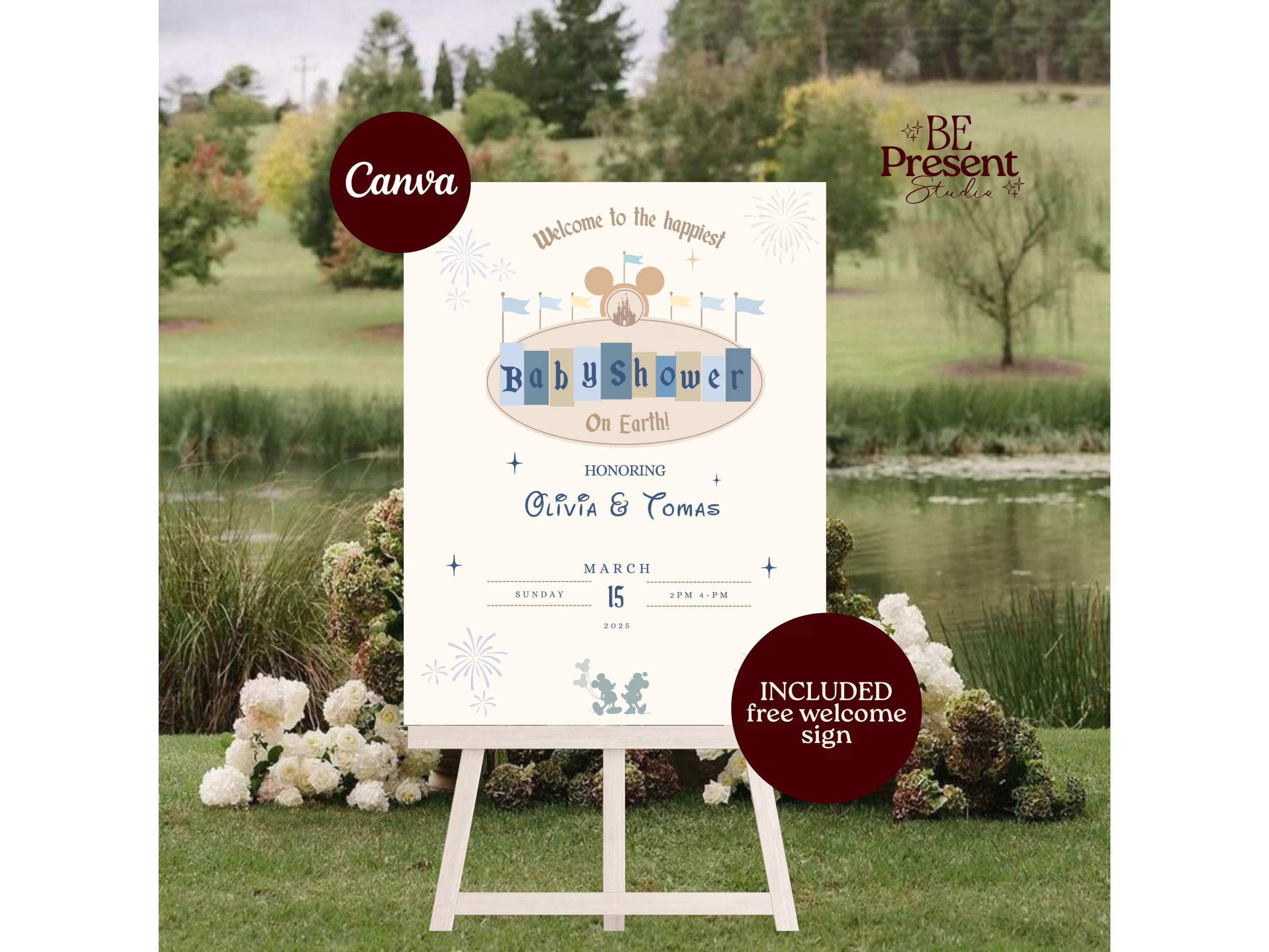 babyland Baby Shower Website Invitation its a boy  Happiest Baby Shower On Earth | Mini Baby Shower Canva Website Template with Music