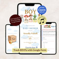 It's A Boy Story Baby Shower Website Invitation  Editable Canva Baby Shower Website Template Digital Invite with Music