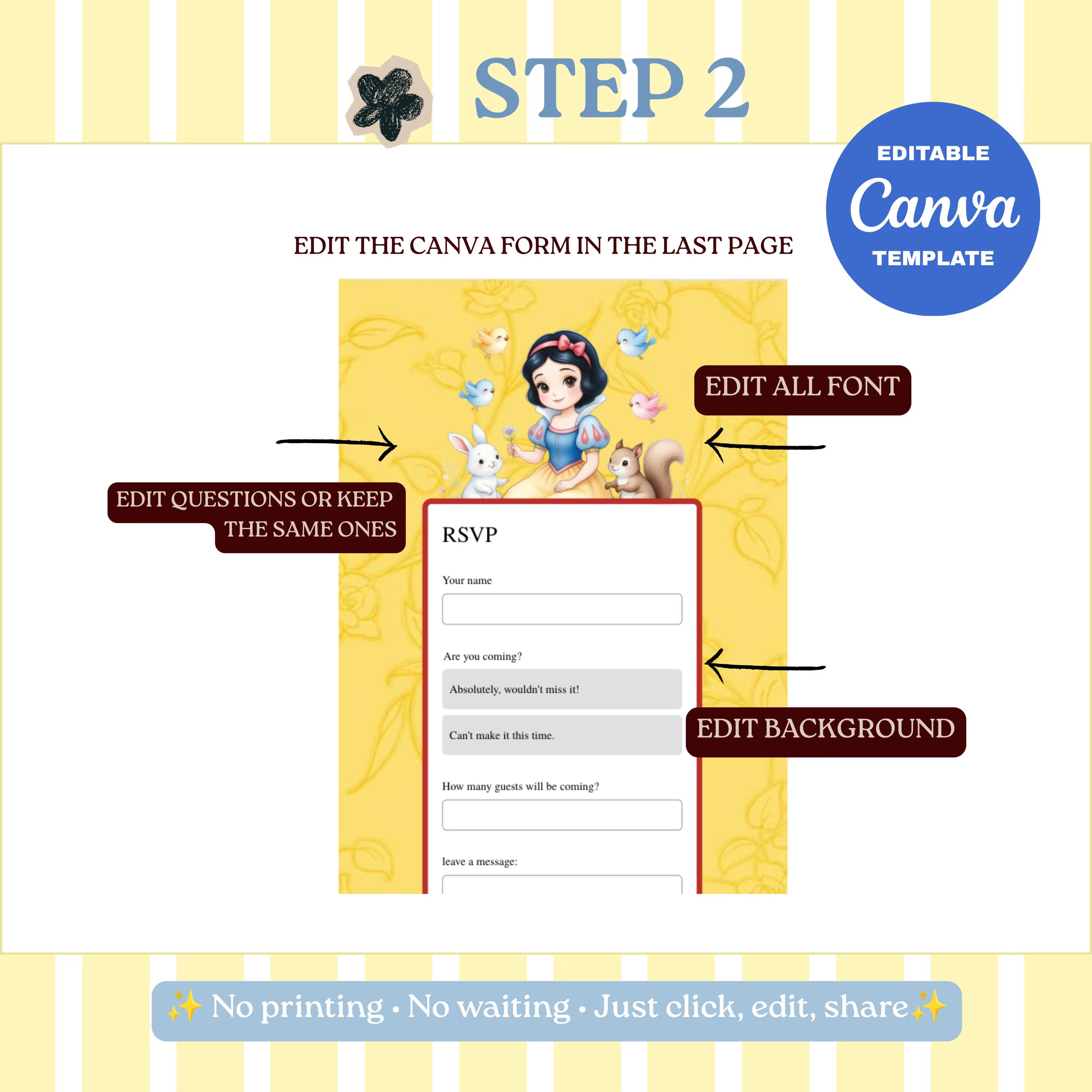 The Apple of Our Eye Snow White Baby Shower Website Template | Editable Canva Invitation