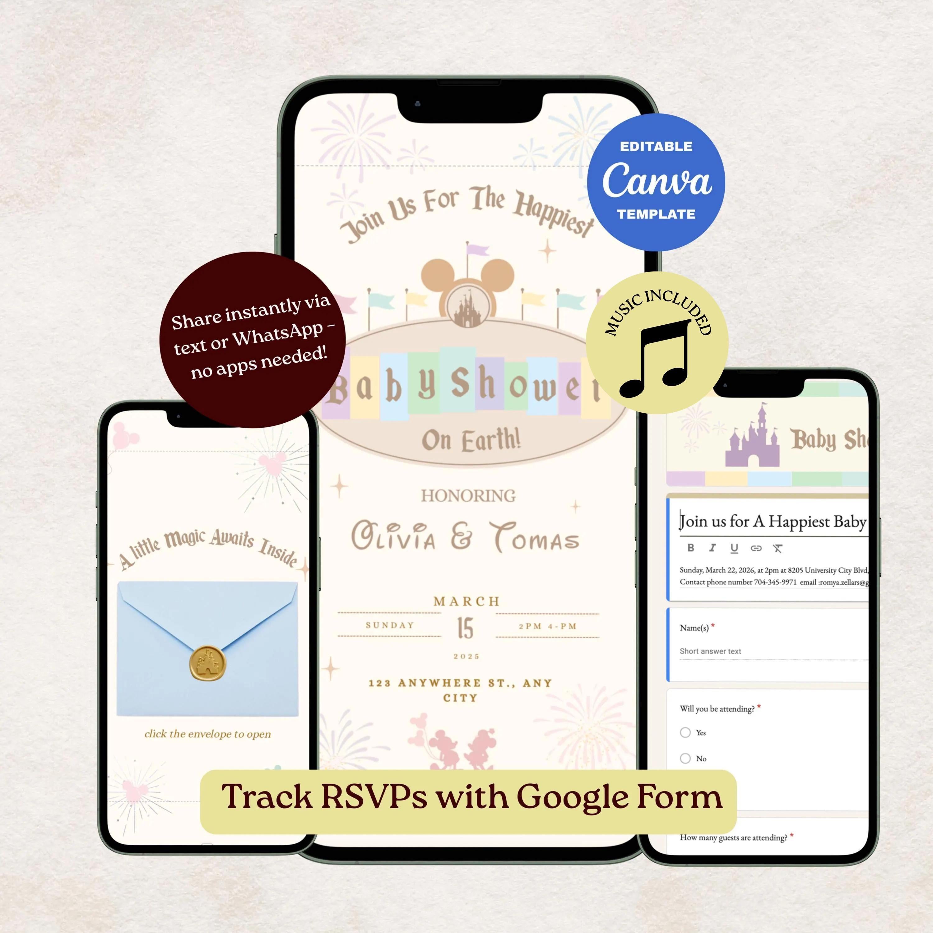 babyland Baby Shower Website Invitation | Happiest Baby Shower On Earth | Mini Baby Shower Canva Website Template with Music